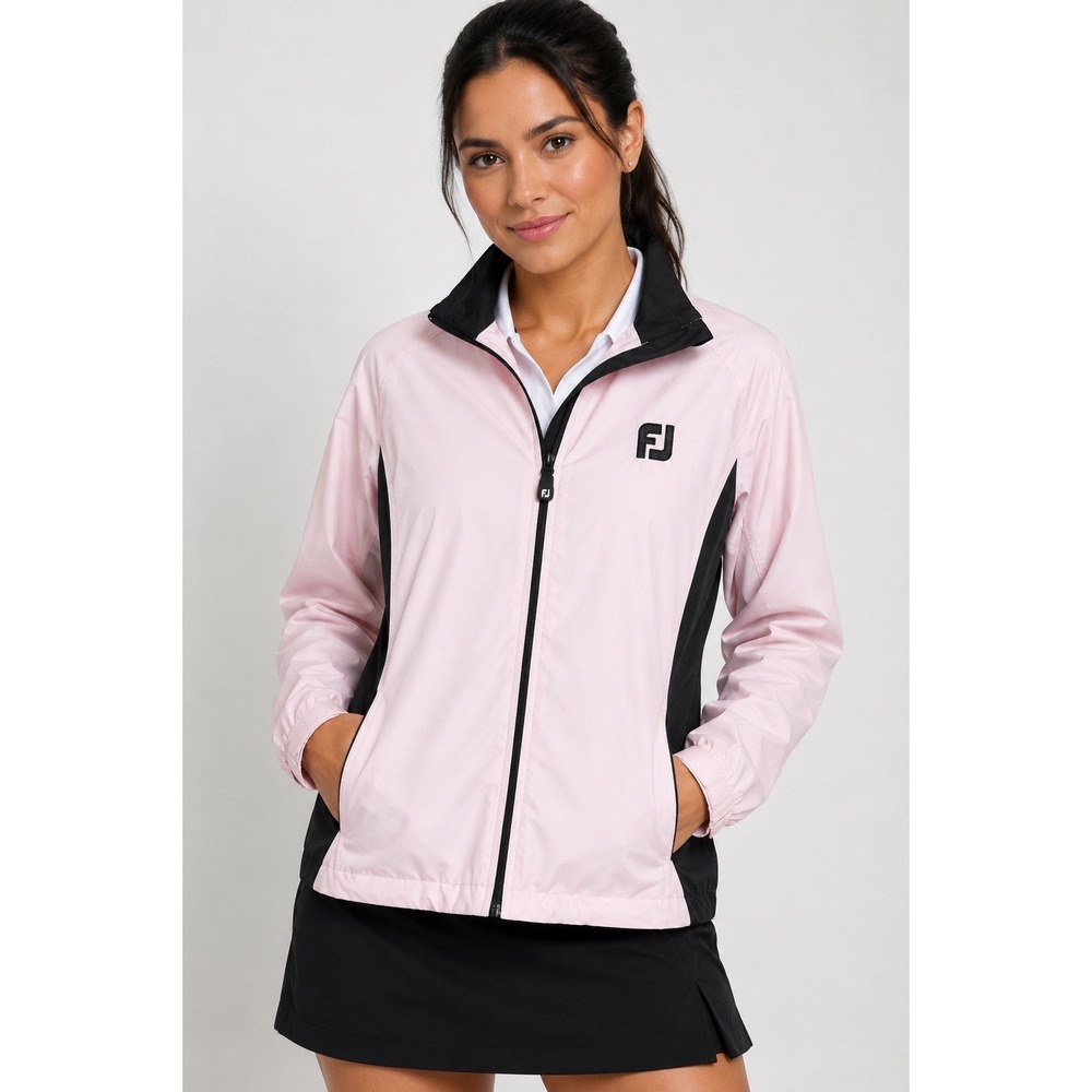FootJoy DryJoys Women's Golf Windbreaker Jacket Pink Black Size S Full Zip